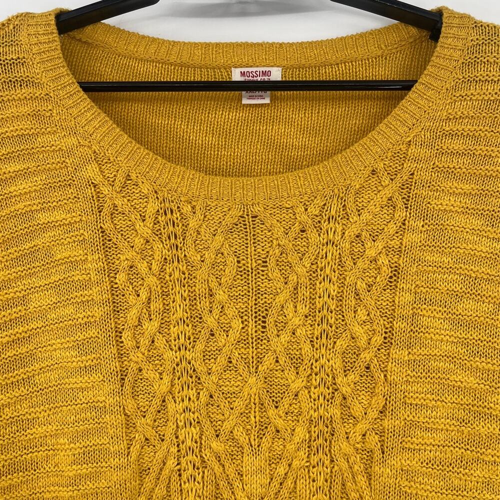 Mossimo Cable Knit Womens Sweater Sz XXL Mustard Boho Rustic Cottage Lagenlook - Picture 3 of 11